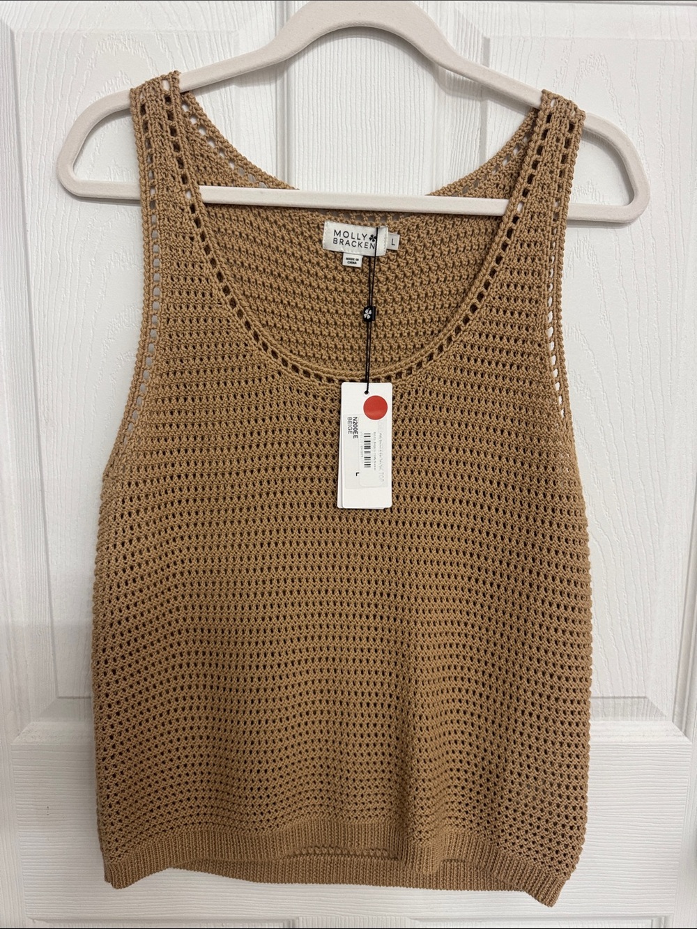 Molly Bracken Crochet Tank Top — Camel/Tan